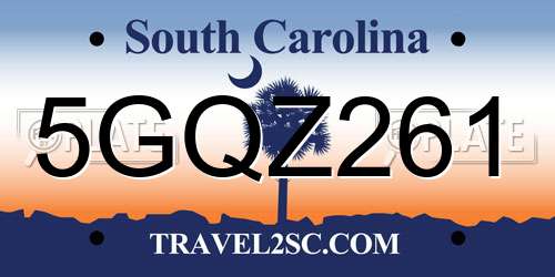 5GQZ261 South Carolina License Plate