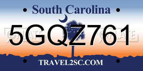 5GQZ761 South Carolina License Plate