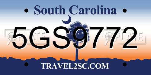 5GS9772 South Carolina License Plate