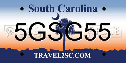 5GSG55 South Carolina License Plate