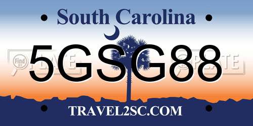 5GSG88 South Carolina License Plate