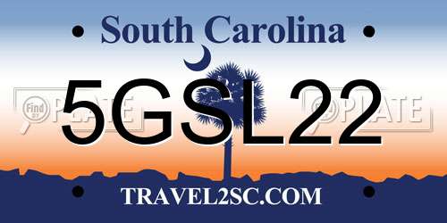 5GSL22 South Carolina License Plate