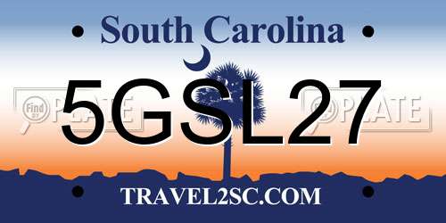 5GSL27 South Carolina License Plate