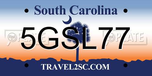 5GSL77 South Carolina License Plate