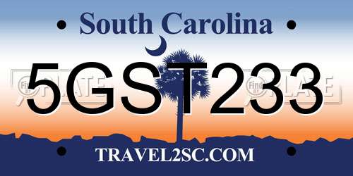 5GST233 South Carolina License Plate