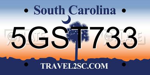 5GST733 South Carolina License Plate