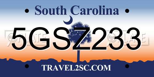 5GSZ233 South Carolina License Plate