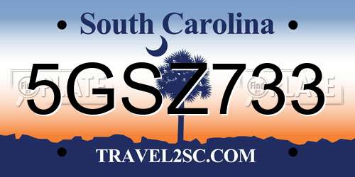5GSZ733 South Carolina License Plate