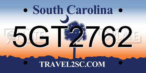 5GT2762 South Carolina License Plate