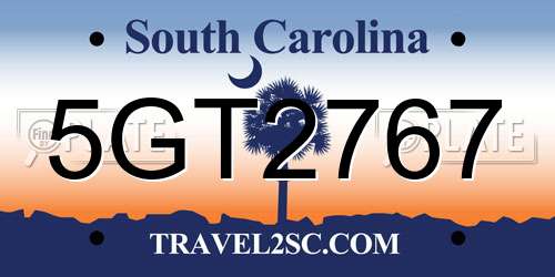 5GT2767 South Carolina License Plate