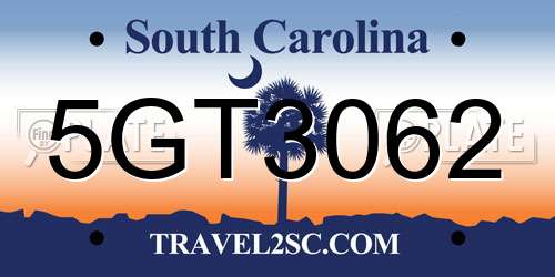 5GT3062 South Carolina License Plate
