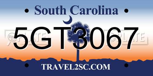 5GT3067 South Carolina License Plate