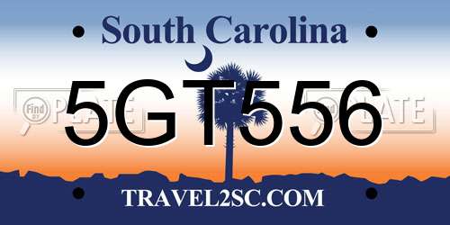 5GT556 South Carolina License Plate