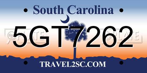 5GT7262 South Carolina License Plate