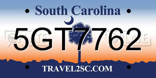 5GT7762 South Carolina License Plate