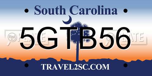 5GTB56 South Carolina License Plate