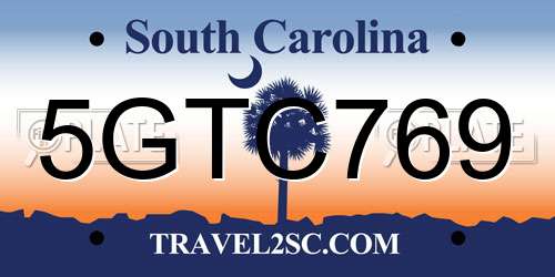 5GTC769 South Carolina License Plate