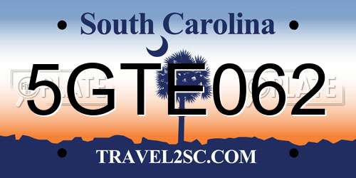 5GTE062 South Carolina License Plate