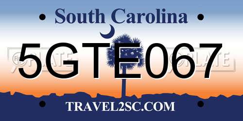 5GTE067 South Carolina License Plate