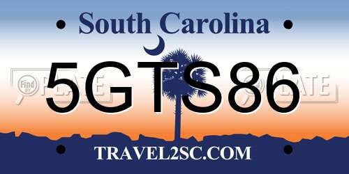 5GTS86 South Carolina License Plate