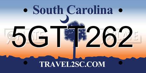 5GTT262 South Carolina License Plate