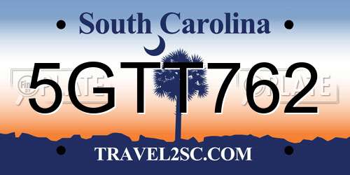 5GTT762 South Carolina License Plate