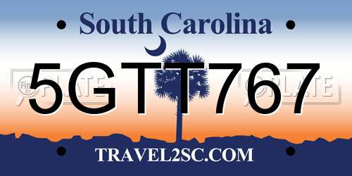 5GTT767 South Carolina License Plate