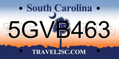 5GVB463 South Carolina License Plate