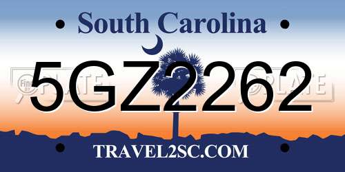 5GZ2262 South Carolina License Plate