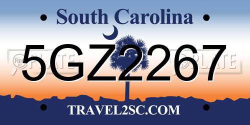 5GZ2267 South Carolina License Plate