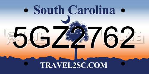 5GZ2762 South Carolina License Plate