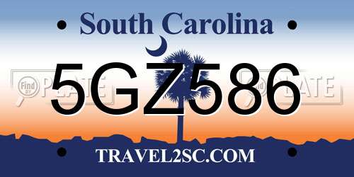 5GZ586 South Carolina License Plate