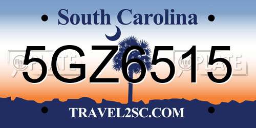 5GZ6515 South Carolina License Plate