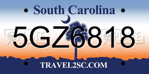 5GZ6818 South Carolina License Plate
