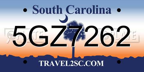 5GZ7262 South Carolina License Plate