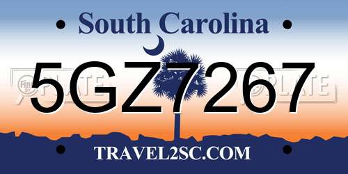 5GZ7267 South Carolina License Plate