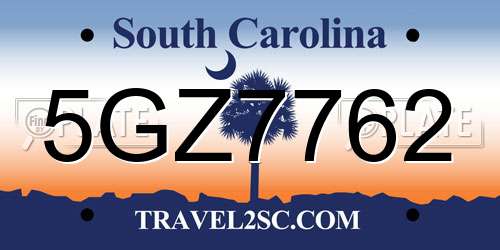 5GZ7762 South Carolina License Plate