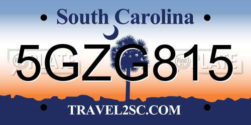 5GZG815 South Carolina License Plate