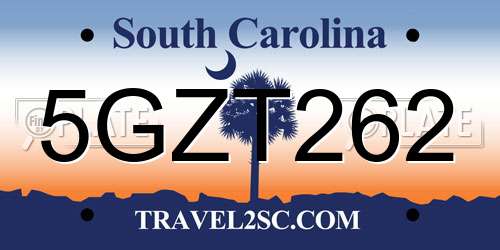 5GZT262 South Carolina License Plate