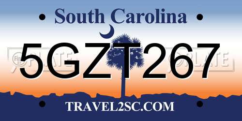 5GZT267 South Carolina License Plate