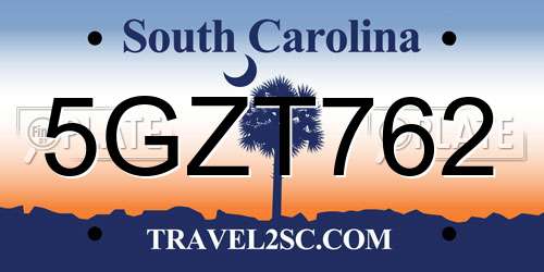 5GZT762 South Carolina License Plate