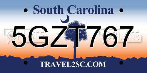 5GZT767 South Carolina License Plate