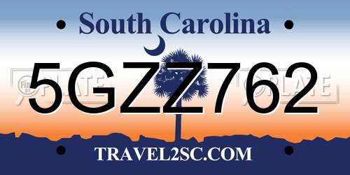 5GZZ762 South Carolina License Plate