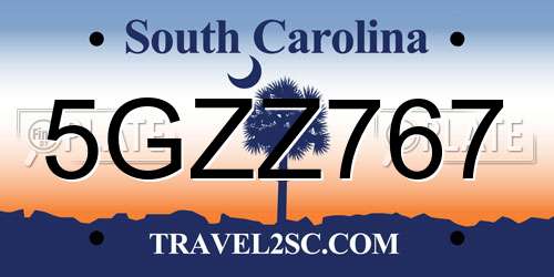 5GZZ767 South Carolina License Plate