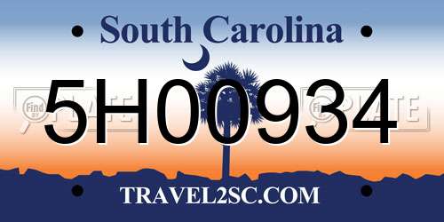 5H00934 South Carolina License Plate