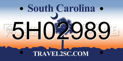 5H02989 South Carolina License Plate