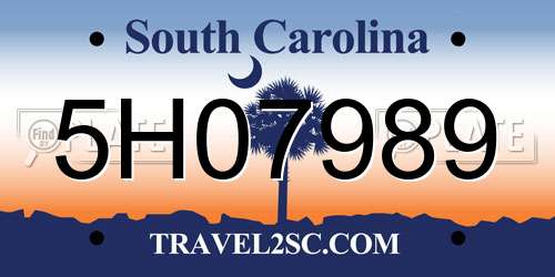 5H07989 South Carolina License Plate