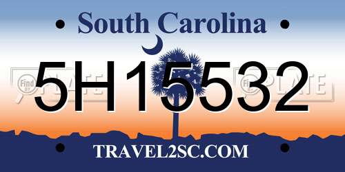 5H15532 South Carolina License Plate