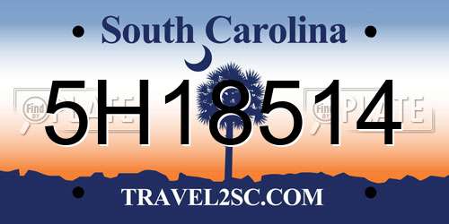 5H18514 South Carolina License Plate