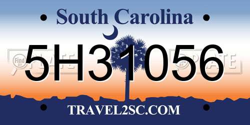 5H31056 South Carolina License Plate